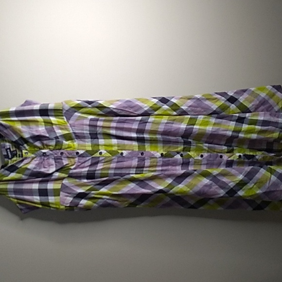 Torrid Multi Plaid Challis Button Front Midi Dress size 2 - Picture 6 of 8